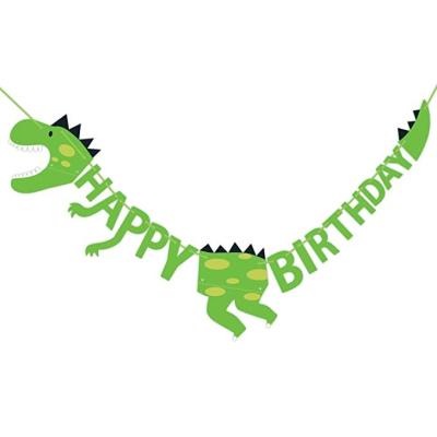 China Suppies Dino Jungle Jurassic Garland Dinosaur Happy Birthday Banner Party Supplies Decorations for sale