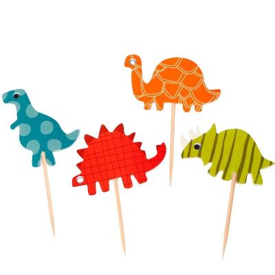 China Dinosaur 24 Cupcake Toppers Birthday Party Decoration Baby Shower Cake Topper Decorations Party Cake Decorating Supplies for sale