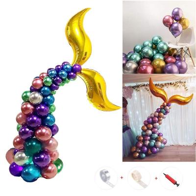 China 10 Inch Metallic Chrome Latex Mermaid Party Decoration 54 PCS Balloon Arch Garland Balloons Mermaid Tail Balloons for sale