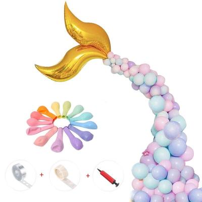 China Mermaid Party Decoration 10 Inch Latex Macaron Balloons Colorful Mermaid Party Decorations Supplies Tail Balloons Arch Garland for sale