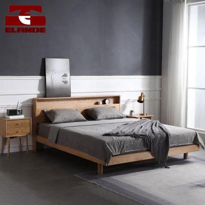 China Modern Nordic Solid Wood Bed Minimalist 1.8 Meters Double Storage Bed Bedside Furniture Bedroom Bed Can Be Customized for sale