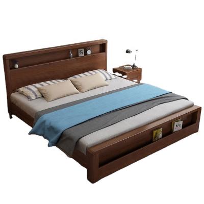 China Modern Simple Storage Furniture Master Bedroom Double Bed 1.8m Wooden Bed (Other) Adjustable Solid Wood Bed Can Be Customized for sale