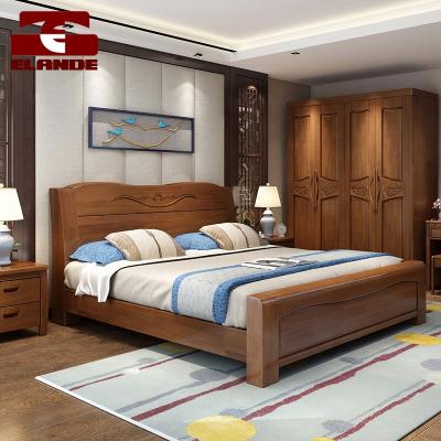 China Wholesale Modern Bedroom Furniture Solid Wood Double Bed Bed for sale