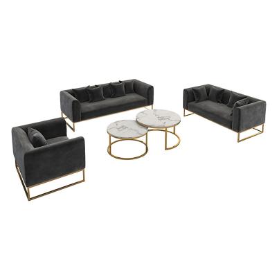 China Nordic Luxury Stainless Steel Extended Sofa Trio Minimalist Custom Furniture from Sofa Velvet Fabric Art Light for sale