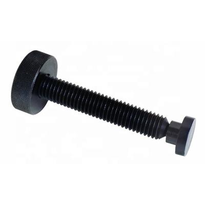 China Steel Swivel Pad Screws, Knurled Knob Swivel Screw Clamp With Large Pad Black Oxide for sale