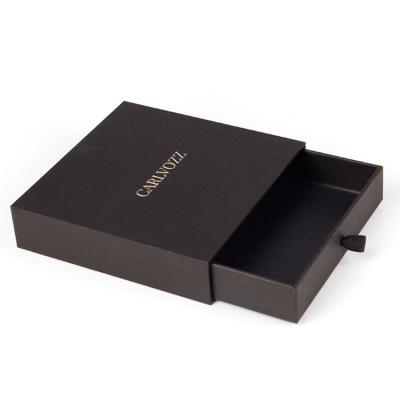 China Wholesale Black Hot Stamping Offset Printing Gift Packaging Box Drawer Box With Customizable Logo for sale