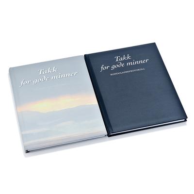 China paper & Hot Silver Custom Hardcover Cardboard Book Printing High Quality Hardcover Used in Funeral as Traditional Protocol of Condolence for sale