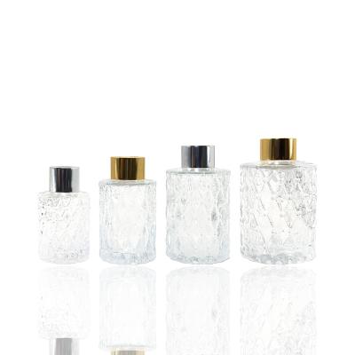 China Gift & Craft Custom 100ml 50ml 80ml 120ml 150ml Luxury Round Unique Pattern Perfume Fragrance Reed Glass Diffuser Bottle for sale