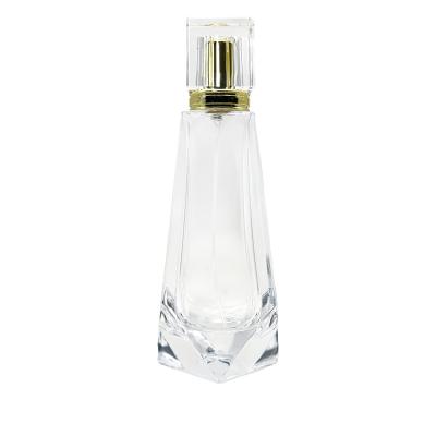 China Cosmetic Luxury Manufacturer New Design Unique Shaped Spray Perfume Empty 100ml Bottle Fragrance Atomizer Glass Bottle for sale