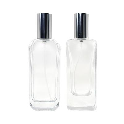 China Cosmetic Custom Made Clear Flat Unique Rectangular Shaped Luxury Empty Perfume Spray Bottle Fragrance Bottle 30ml 50ml for sale