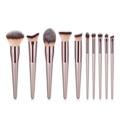 China Angular Blush 10 Pcs Rose Skin-Friendly Effective-catching Imported Synthetic Brush Golden Hair Classic Makeup for sale