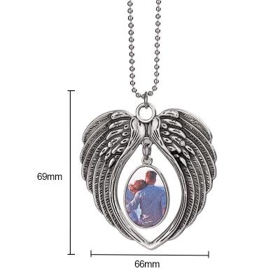 China Wholesale China-chic Wings Wholesale China-chic Double Sided Angel Car Metal Pendant Sublimation New Car Hanging Ornament Pendant for sale