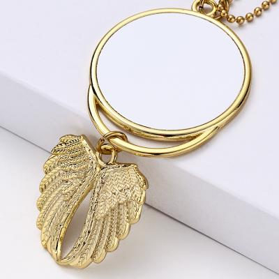 China Custom New Double Sides Sublimation Blanks Car Ornament Popular China-chic Decoration Angel Wings Pendant Necklace for sale