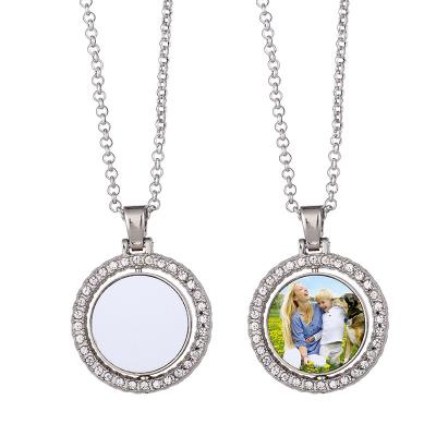 China Hot Romantic Turned Silver And Gold Necklace With Diamond Picture Sublimation Jewelry Blanks Diy Pendant for sale