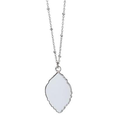 China Romantic Leaf Shape Sublimation Blanks Pendants Necklace Custom With Aluminum Plate DIY Printable Silver Necklace for sale