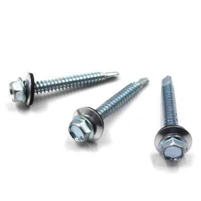 China Hex Washer Head External Hex Drive Patta Self Drilling Screws for steel en venta