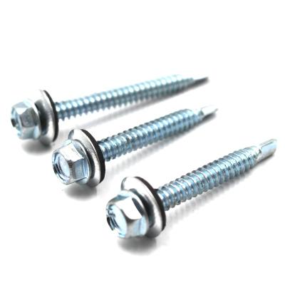 China galvanized hex head self drilling screws for metal roofing with EPDM washer en venta