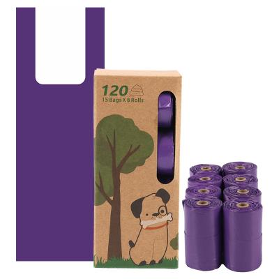 China Viable Biodegradable Purple Pet Poop Bag With Handle Waste Bag Dog Poop , Stabilized Pet Feeds for sale