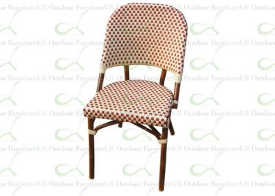 China Commercial Restaurant Resin Wicker Chairs Aluminum Bamboo-like Chair in Red for sale