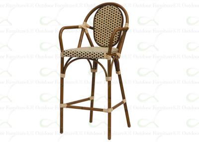 China Armrest Faux Rattan Bamboo Bar Chairs Outdoor Wicker Alfresco Bar Stools for sale