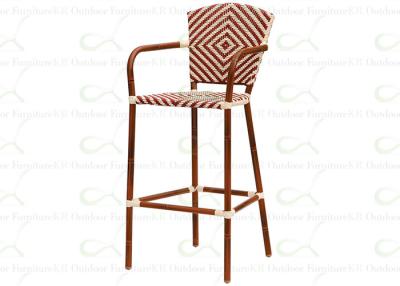 China Outdoor Aluminum Bamboo Bar Chairs in Red for Alfresco Catering for sale