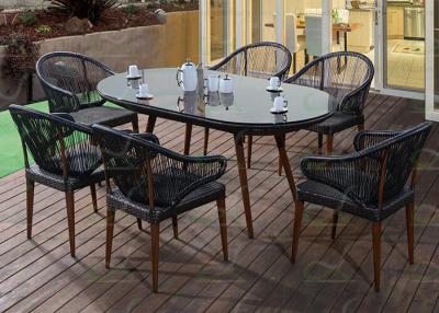 China Oval Shape Outdoor Dining Sets Rattan Furniture Garden Wicker Setting for sale