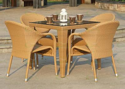 China Tan Color Outdoor Wicker Furniture Patio Garden Dining Sets UV-resistant for sale