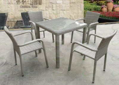 China 5-pieces Set Outdoor Dining Sets Resin Wicker Garden Furniture Stacking Chair for sale