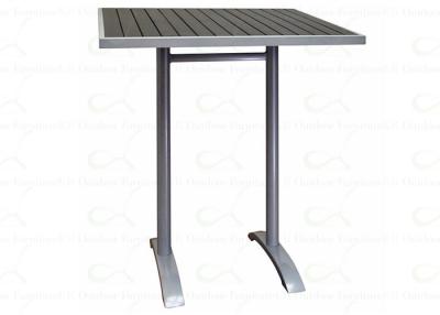 China Small Rectangle Outdoor Bar Tables 24x36 Inch Aluminum Wood Table Bar Height for sale