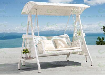 China Outdoor Furniture Patio Swing Wicker Hanging Chairs Rattan Swinging Seats White for sale