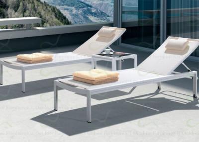 China Outdoor Chaise Lounges White Color Textilene Mesh Pool Chaise Lounge Chair for sale