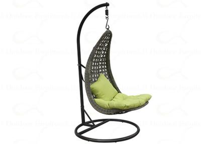 China Curved Shape Outdoor Indoor Hanging Chair with Stand Wicker Swing Chair for sale