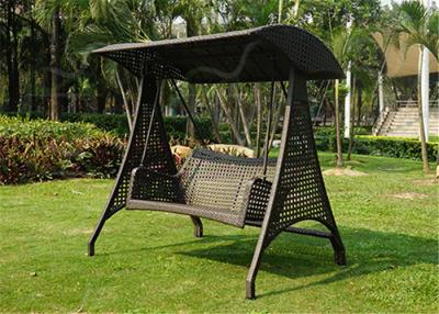 China Two Person Patio Swing Seat Porch Swing Garden Chair Black Color Rattan for sale