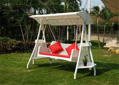 China White Color Swinging Chair Rattan Patio Swing 2-Seater Garden Furniture for sale