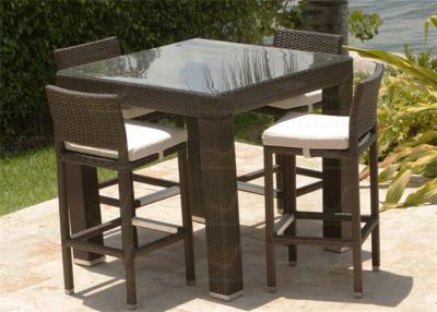 China Patio Bar Sets Brown Color Outside Bar Furniture Set PE Rattan/Wicker Bar Seating for sale