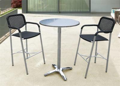 China Patio Bar Sets 3 pieces Wicker Chair Bar Height and Aluminum Outside Table for sale