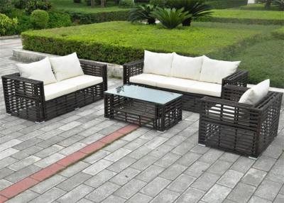 China Outdoor Sofa Furniture Wood Grain Finished Aluminum Wicker Sofa Rattan Garden for sale