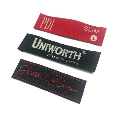 China Dongguan factory washable clothing brand labels custom end fold center fold woven labels for underwear for sale