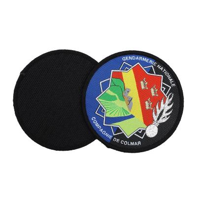 China Handmade High Density Custom Heat Press Embroidered Woven Patches With Hook Backing for sale