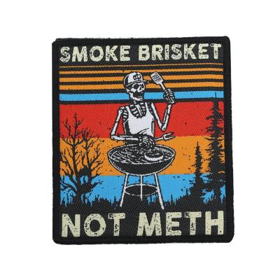 China Customized Handmade Shape Colorful Over Lock High Density Iron On Woven Patches For School for sale