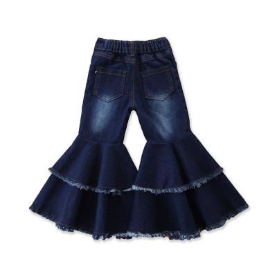 China Breathable Toddler Kids Babies Fashion Pants Wide Leg Denim Pants Double Flared Bell-Bottom Girl Jeans for sale