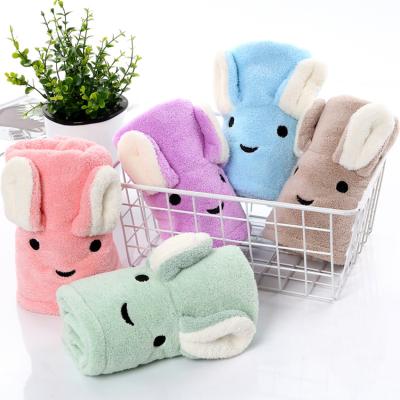 China QUICK DRY Coral Fleece Microfiber Shower Spa Rabbit Ear Hair Wrap Towel Hair Drying Turban Towel for sale