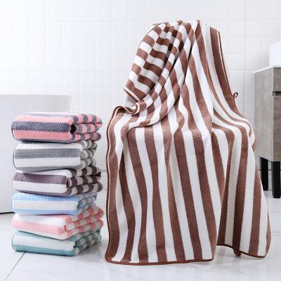 China Wholesale Cheap Price High Quality Thick Terry Microfiber Stripe Printed Bath Towel QUICK DRY for sale