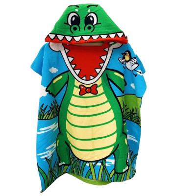 China High Quality Viable Microfiber Cartoon Printing Baby Beach Poncho Blankets Kids Towel With Hood for sale