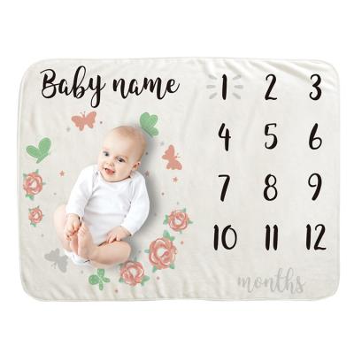 China Hot Sale Memory Design Baby Growth Polyester Fleece Custom Printing Soft Thick Thick Baby Blanket for sale