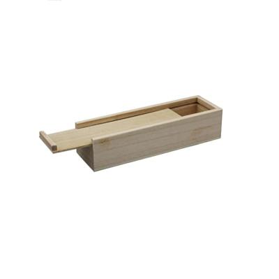 China OEM Unfinished Wooden Box With Sliding Lid Pen Storage Boxes Wood Made Wooden Pencil Case for sale