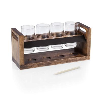 China Viable Wholesale Picnic Time Craft Beer Four-Glass Flight Palette For Beer Tasting for sale