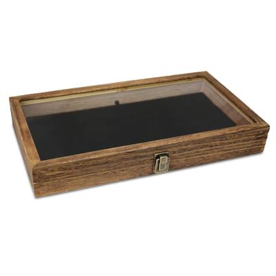 China Modern Natural Color Pine China Coffee Organizer Retail Wooden Jewelry Display Case for sale