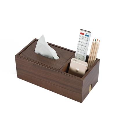 China Eco-Friendly Luxury Custom Made Luxury Natural Walnut Vintage Rectangle Brown Solid Wood Tissue Box for sale