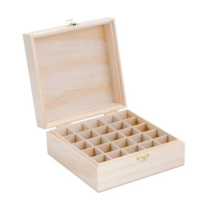 China China Wholesale Modern Natural 25 Slot Pine Wood Storage Boxes For Essential Oils for sale